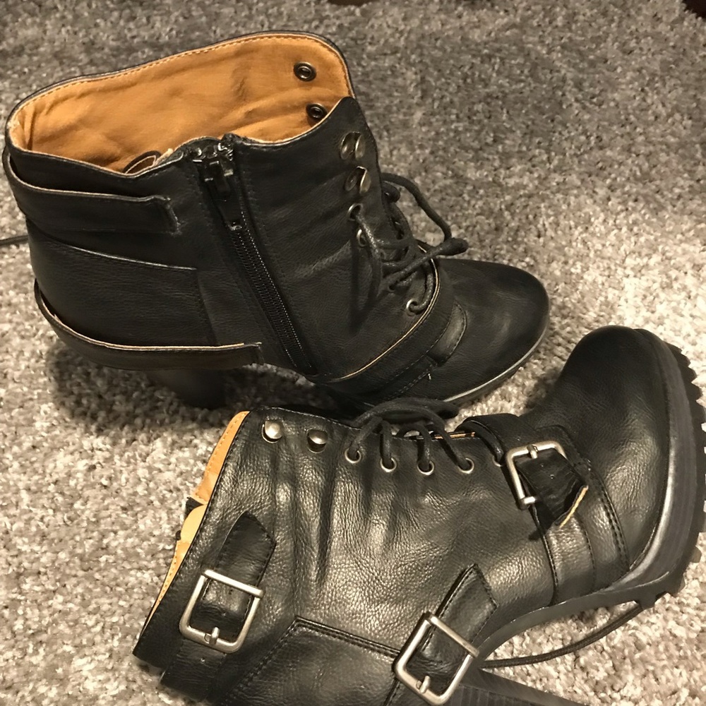 Black lace up ankle boots